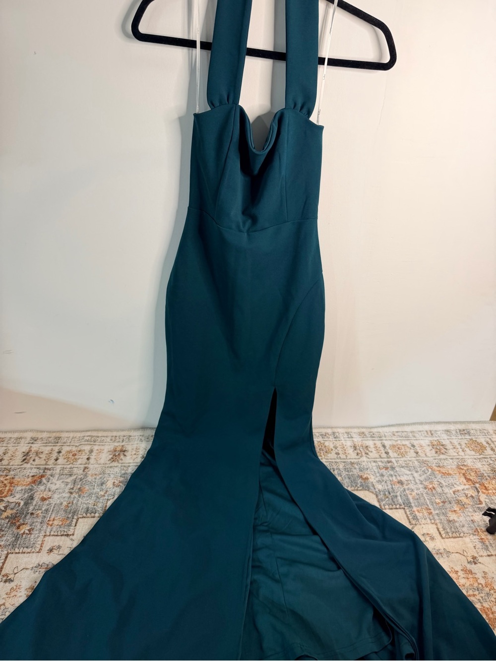 Lulus dark teal halter neck floor length dress